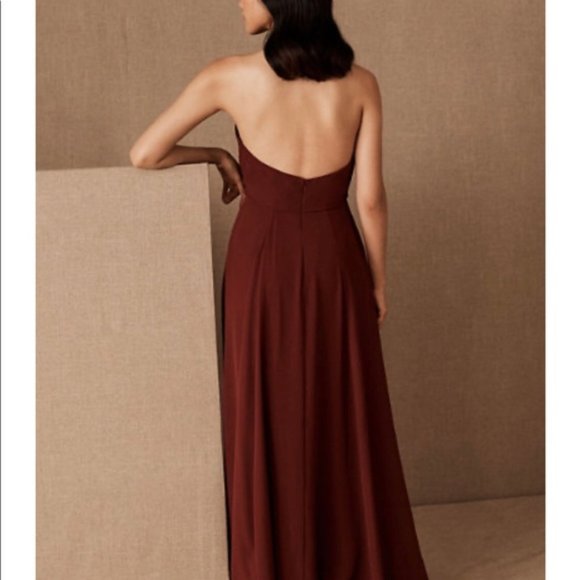 Jenny Yoo Elliyah Maroon Burgundy Halter Dress - Picture 3 of 14